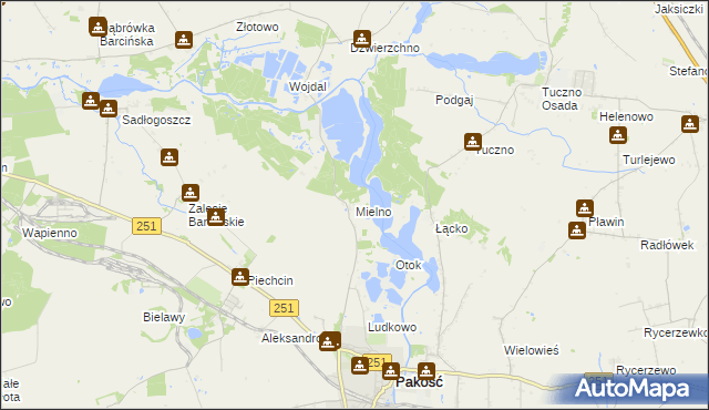 mapa Mielno gmina Pakość, Mielno gmina Pakość na mapie Targeo