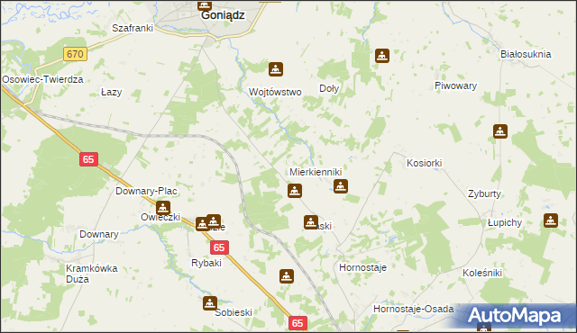 mapa Mierkienniki, Mierkienniki na mapie Targeo