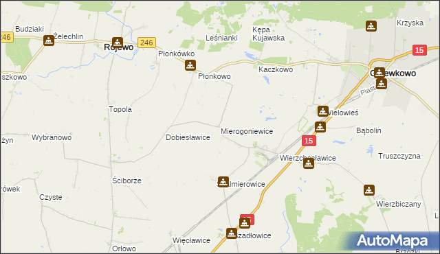 mapa Mierogoniewice, Mierogoniewice na mapie Targeo