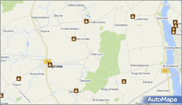 mapa Mierucin gmina Dąbrowa, Mierucin gmina Dąbrowa na mapie Targeo