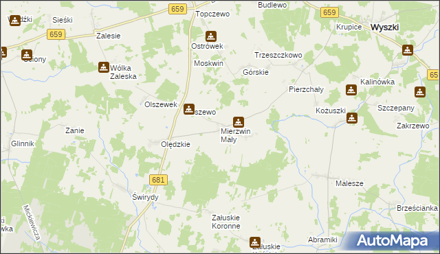 mapa Mierzwin Mały, Mierzwin Mały na mapie Targeo