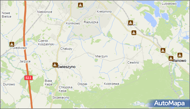 mapa Mierzym, Mierzym na mapie Targeo