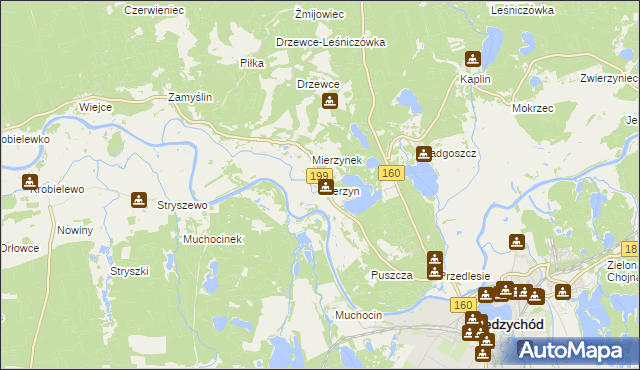 mapa Mierzyn gmina Międzychód, Mierzyn gmina Międzychód na mapie Targeo