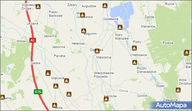 mapa Mięsośnia, Mięsośnia na mapie Targeo