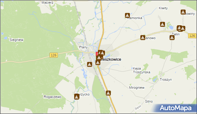 mapa Mieszkowice powiat gryfiński, Mieszkowice powiat gryfiński na mapie Targeo