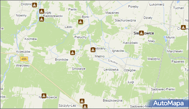 mapa Miętno gmina Siemkowice, Miętno gmina Siemkowice na mapie Targeo