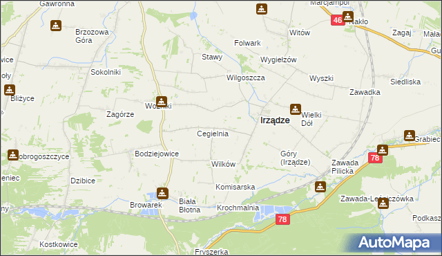 mapa Mikołajewice gmina Irządze, Mikołajewice gmina Irządze na mapie Targeo