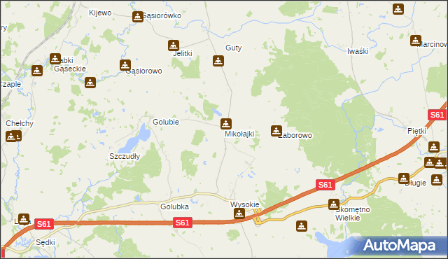 mapa Mikołajki gmina Kalinowo, Mikołajki gmina Kalinowo na mapie Targeo