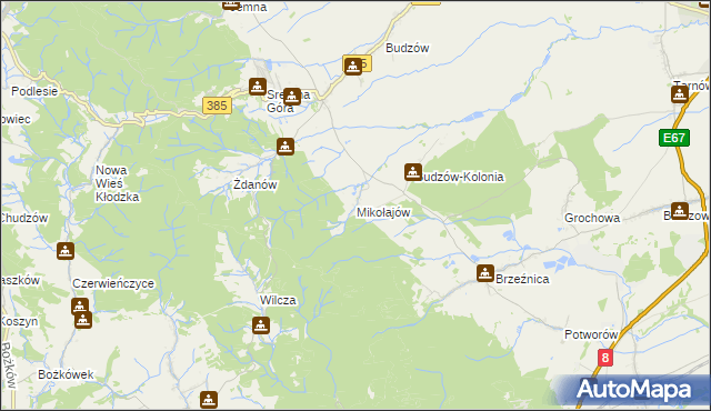 mapa Mikołajów gmina Stoszowice, Mikołajów gmina Stoszowice na mapie Targeo