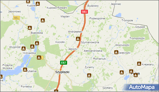 mapa Mikołajówka gmina Szypliszki, Mikołajówka gmina Szypliszki na mapie Targeo