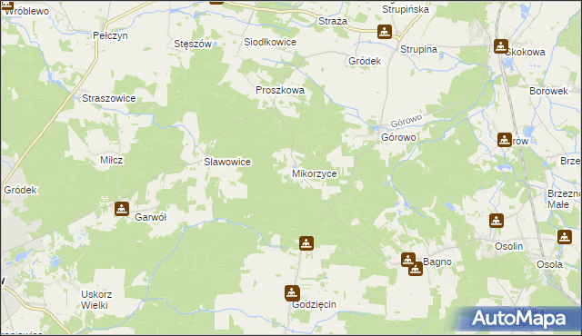 mapa Mikorzyce gmina Wołów, Mikorzyce gmina Wołów na mapie Targeo