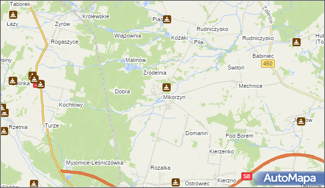 mapa Mikorzyn gmina Kępno, Mikorzyn gmina Kępno na mapie Targeo