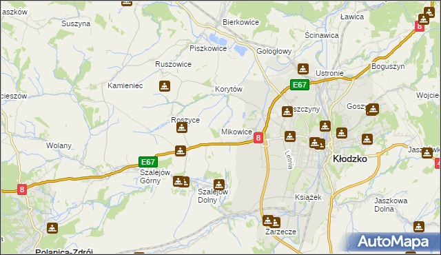 mapa Mikowice gmina Kłodzko, Mikowice gmina Kłodzko na mapie Targeo