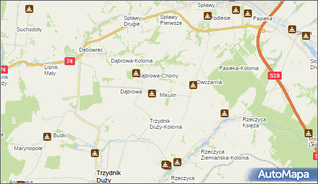 mapa Mikulin gmina Kraśnik, Mikulin gmina Kraśnik na mapie Targeo