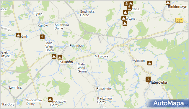 mapa Mikułowa, Mikułowa na mapie Targeo