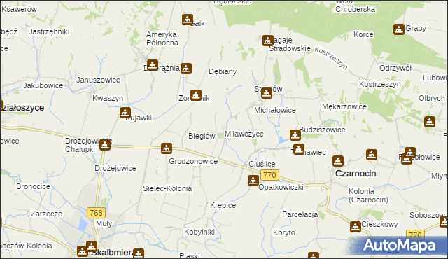 mapa Miławczyce, Miławczyce na mapie Targeo