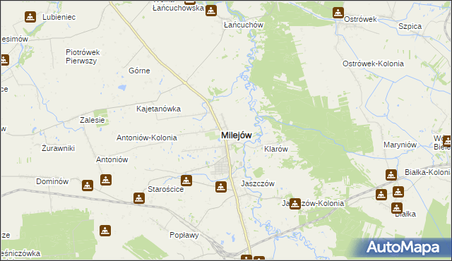 mapa Milejów powiat łęczyński, Milejów powiat łęczyński na mapie Targeo