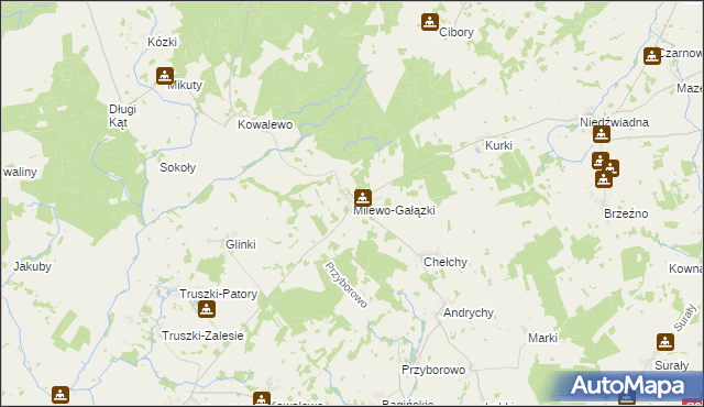 mapa Milewo-Gałązki, Milewo-Gałązki na mapie Targeo