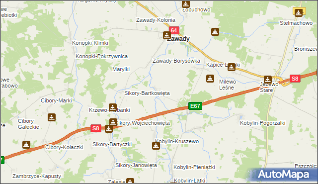 mapa Milewo Zabielne, Milewo Zabielne na mapie Targeo