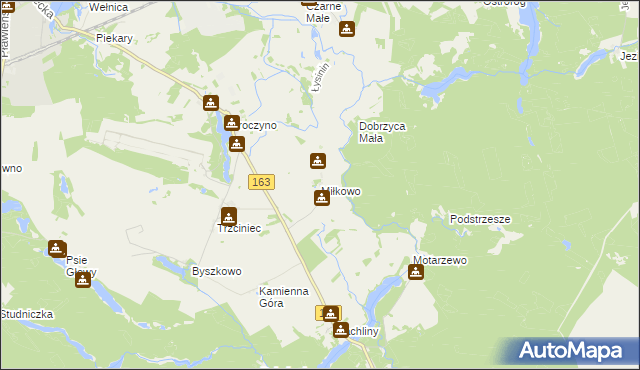 mapa Miłkowo gmina Czaplinek, Miłkowo gmina Czaplinek na mapie Targeo