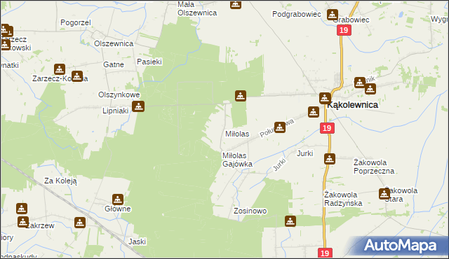 mapa Miłolas, Miłolas na mapie Targeo