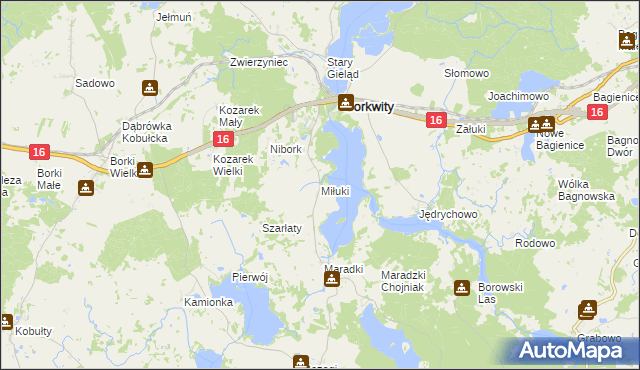 mapa Miłuki gmina Sorkwity, Miłuki gmina Sorkwity na mapie Targeo