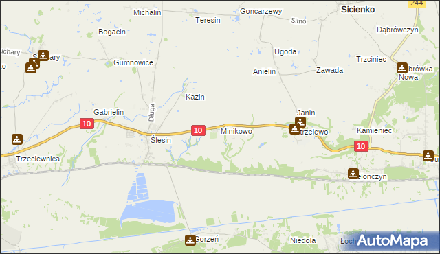 mapa Minikowo gmina Nakło nad Notecią, Minikowo gmina Nakło nad Notecią na mapie Targeo