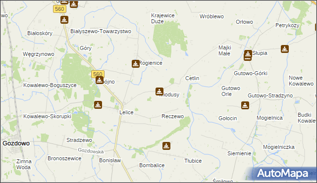 mapa Miodusy, Miodusy na mapie Targeo