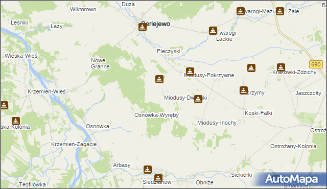 mapa Miodusy-Dworaki, Miodusy-Dworaki na mapie Targeo