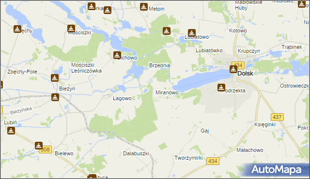 mapa Miranowo, Miranowo na mapie Targeo