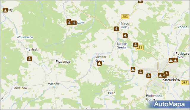 mapa Mirocin Górny, Mirocin Górny na mapie Targeo