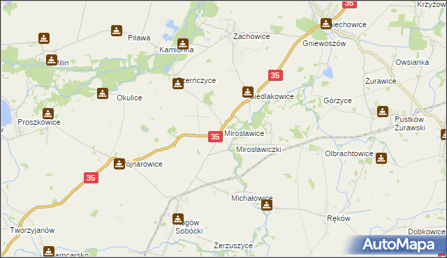 mapa Mirosławice gmina Sobótka, Mirosławice gmina Sobótka na mapie Targeo