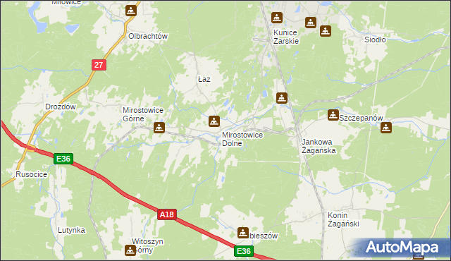 mapa Mirostowice Dolne, Mirostowice Dolne na mapie Targeo