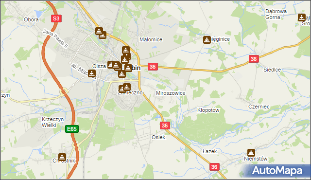 mapa Miroszowice, Miroszowice na mapie Targeo