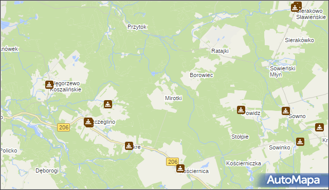 mapa Mirotki gmina Polanów, Mirotki gmina Polanów na mapie Targeo