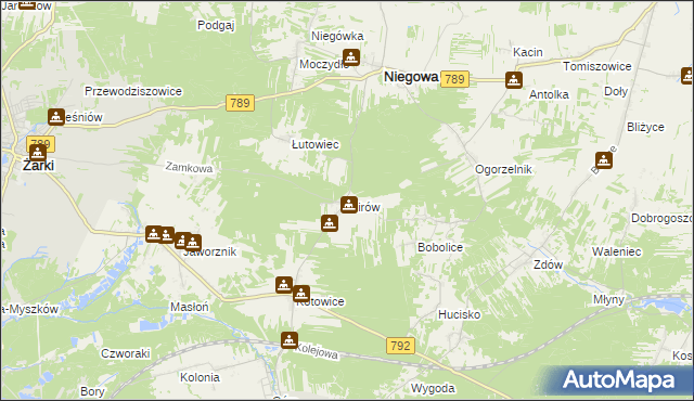 mapa Mirów gmina Niegowa, Mirów gmina Niegowa na mapie Targeo