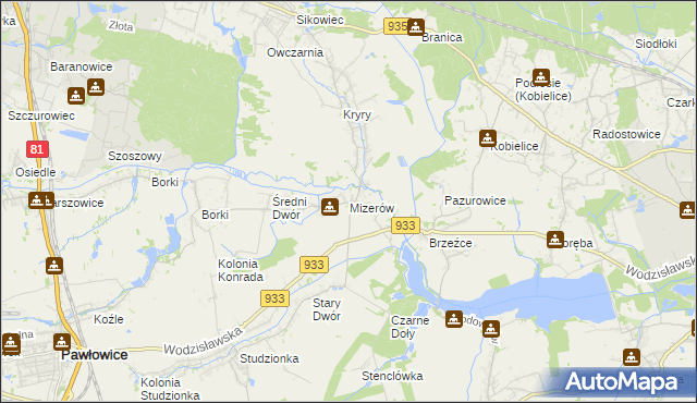 mapa Mizerów, Mizerów na mapie Targeo