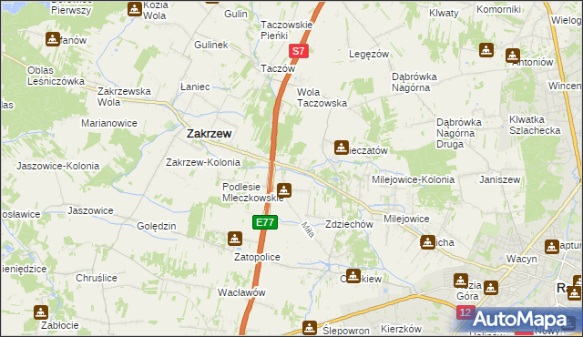 mapa Mleczków, Mleczków na mapie Targeo