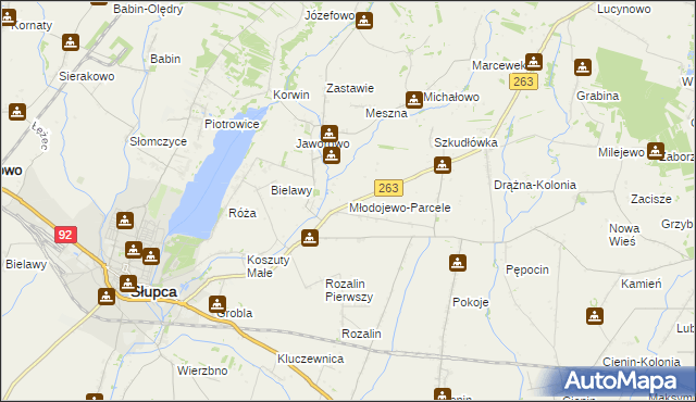 mapa Młodojewo-Parcele, Młodojewo-Parcele na mapie Targeo