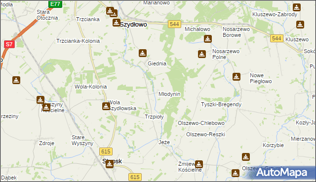 mapa Młodynin, Młodynin na mapie Targeo