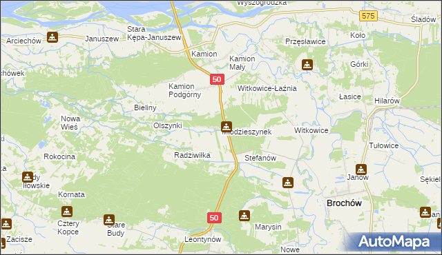 mapa Młodzieszynek gmina Młodzieszyn, Młodzieszynek gmina Młodzieszyn na mapie Targeo