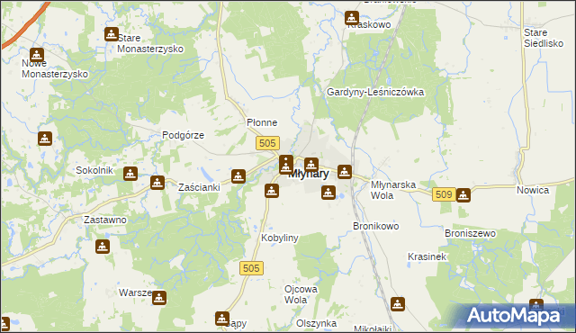 mapa Młynary powiat elbląski, Młynary powiat elbląski na mapie Targeo