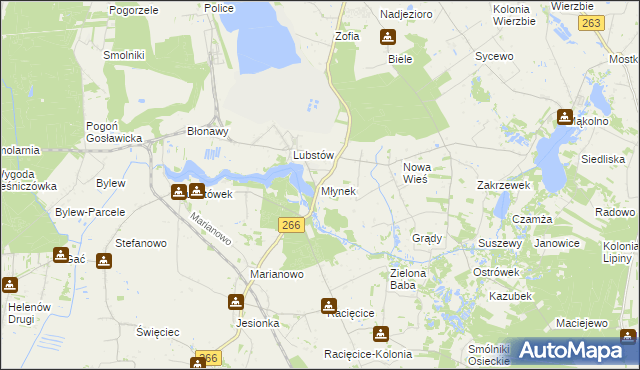 mapa Młynek gmina Sompolno, Młynek gmina Sompolno na mapie Targeo