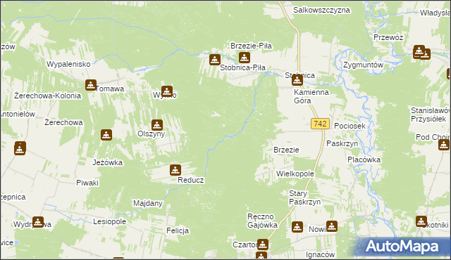 mapa Młynek Poduchowny, Młynek Poduchowny na mapie Targeo