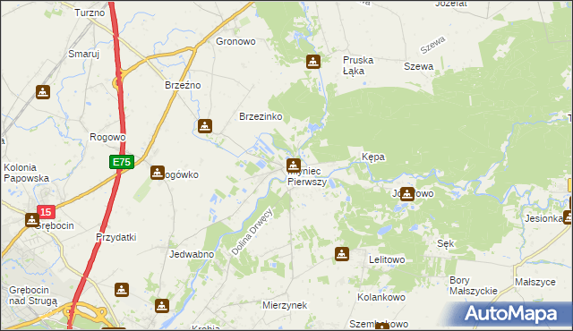 mapa Młyniec Pierwszy, Młyniec Pierwszy na mapie Targeo