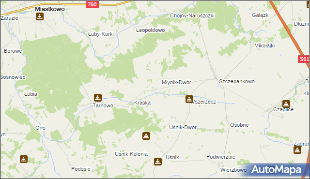 mapa Młynik gmina Śniadowo, Młynik gmina Śniadowo na mapie Targeo