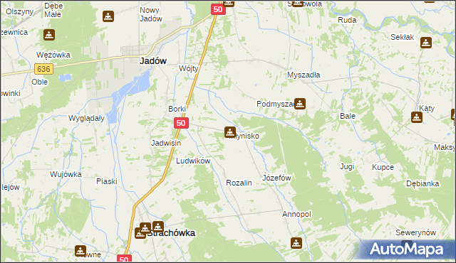 mapa Młynisko gmina Strachówka, Młynisko gmina Strachówka na mapie Targeo