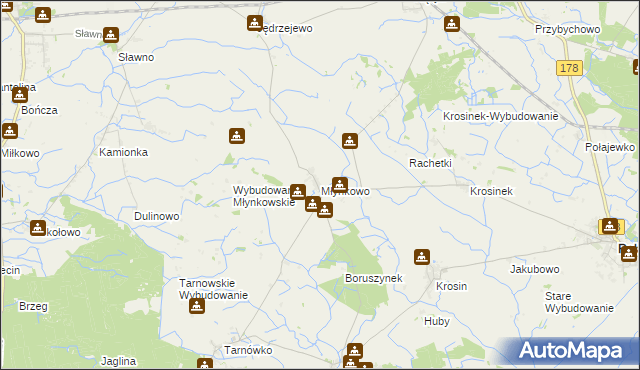 mapa Młynkowo gmina Połajewo, Młynkowo gmina Połajewo na mapie Targeo
