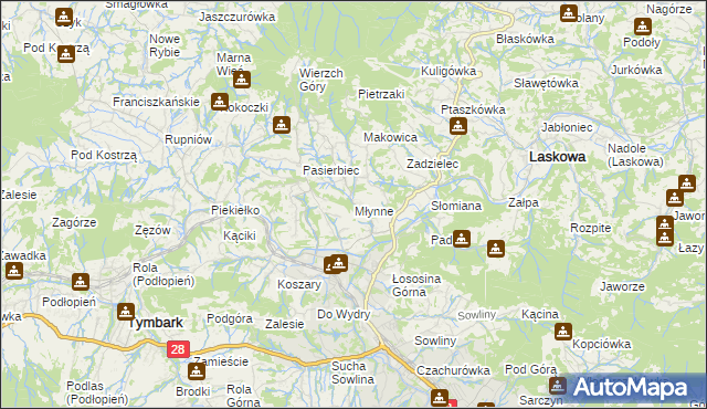 mapa Młynne, Młynne na mapie Targeo