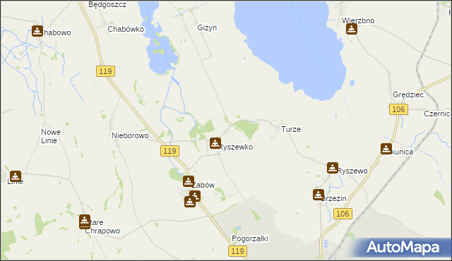 mapa Młyny gmina Pyrzyce, Młyny gmina Pyrzyce na mapie Targeo